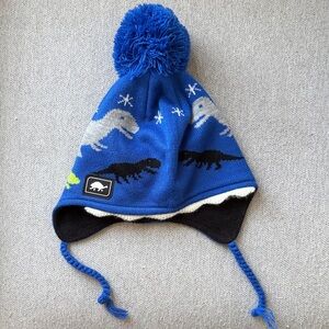 EUC Toddler size Blue Dinosaur Pom-Pom Winter Hat